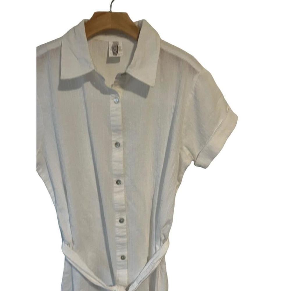 Becca White Maxi Button Up Waist Tie Cover Up Large - Picture 3 of 15